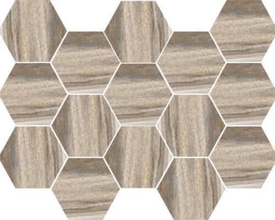 Happy Floors 10" x 14" Tasmania Interlocking Natural Porcelain Hexagon Mosaic