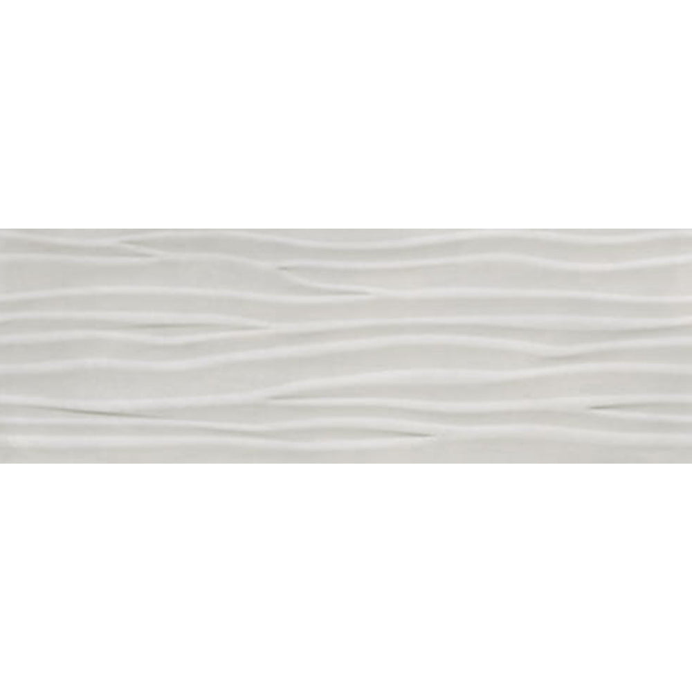 Happy Floors 12" x 36" Titan Rectified Glossy Ceramic Deco Wave Wall Tile