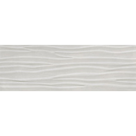Happy Floors 12" x 36" Titan Rectified Glossy Ceramic Deco Wave Wall Tile