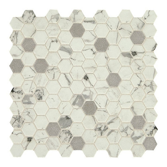 Daltile Uptown Glass 11" x 12" Mixed Glass 1" Hexagon Mosaic