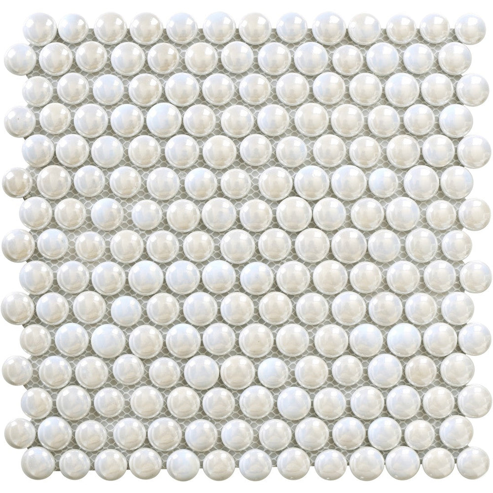 Bati Orient 11.5" x 12" Exotic Penny Round Pebble Glass Mosaic
