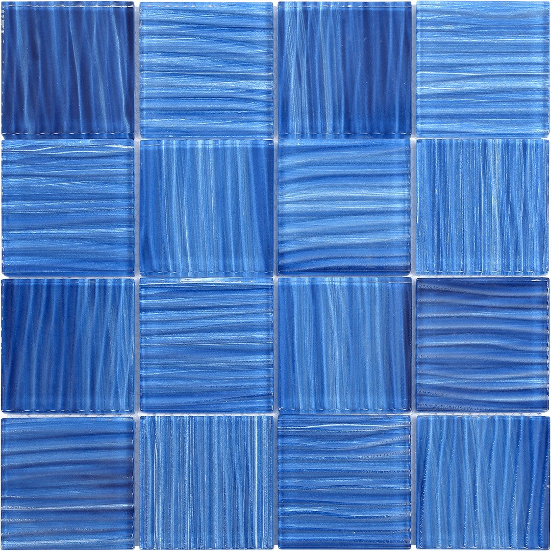 Bati Orient 12" x 12" Linear Glass Pool Striped 3" Mosaic