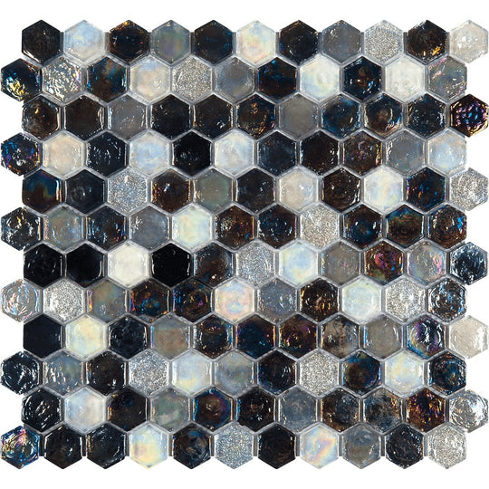 Bati Orient 12" x 12" Terrazzo Hexagon Glass Mosaic