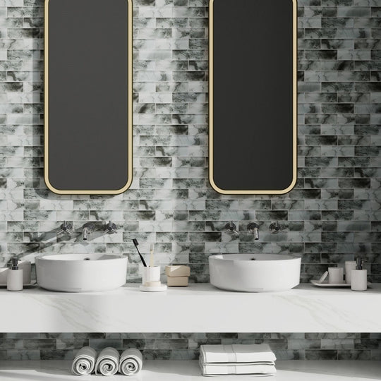 Bati-Orient-12-x-12-Modern-Glass-Interlocking-Frosted-Glass-2x6-Brick-Mosaic-Grey-Mix