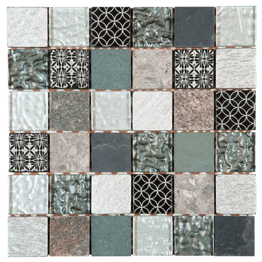 Bati Orient 12" x 12" Terrazzo Glass & Quartzite 2" Décor Mosaic
