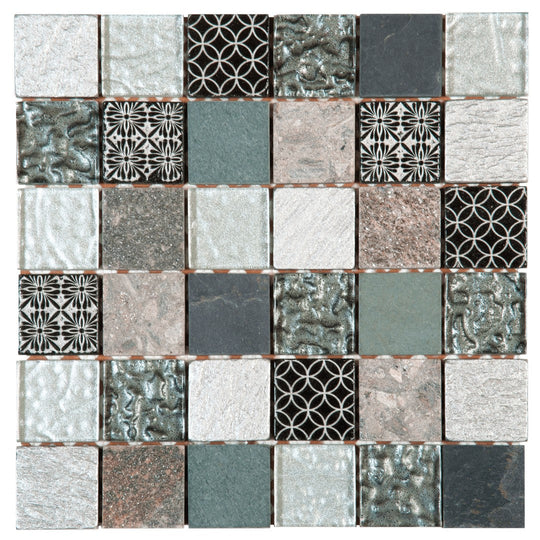 Bati Orient 12" x 12" Terrazzo Glass & Quartzite 2" Décor Mosaic