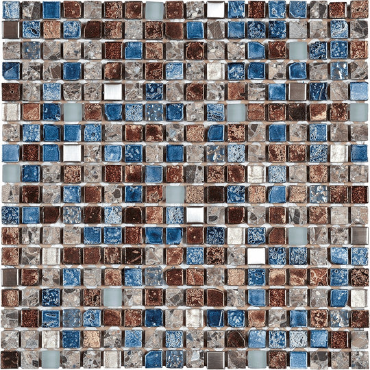 Bati Orient 12" x 12" Terrazzo Steel & Glass 0.63" Mosaic