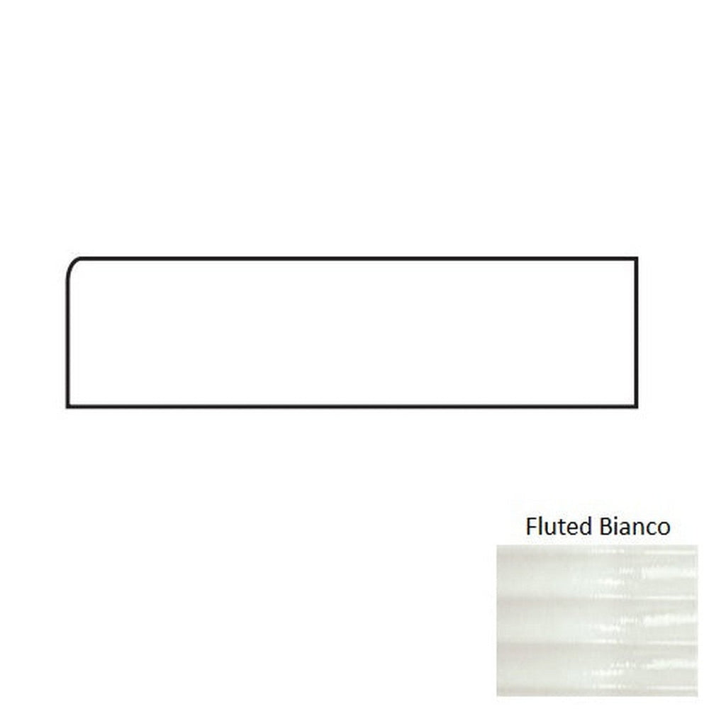 Tesoro 4" x 12" Glassalike Pressed Glossy Fluted Porcelain Wall Bullnose