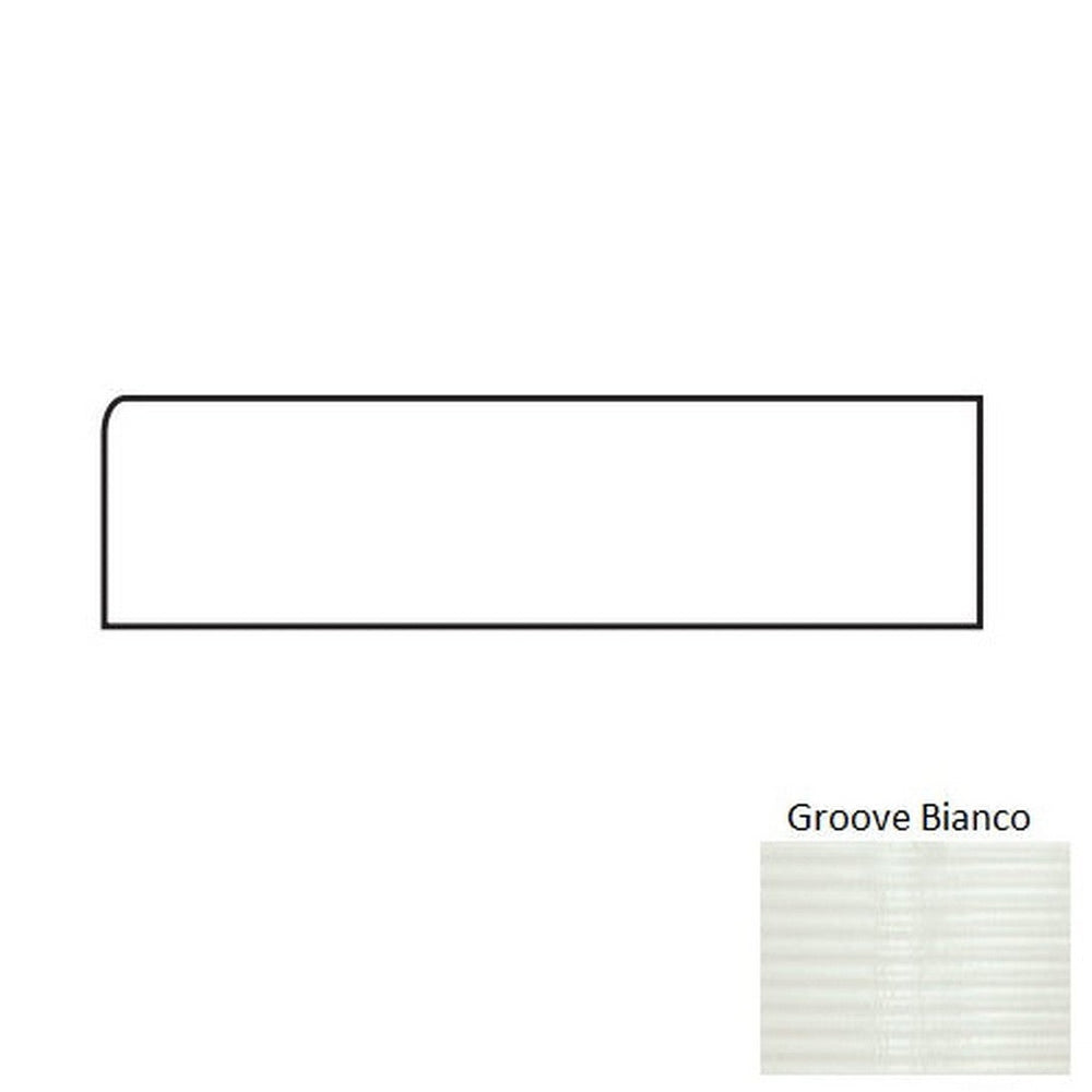 Tesoro 4" x 12" Glassalike Pressed Glossy Groove Porcelain Wall Bullnose