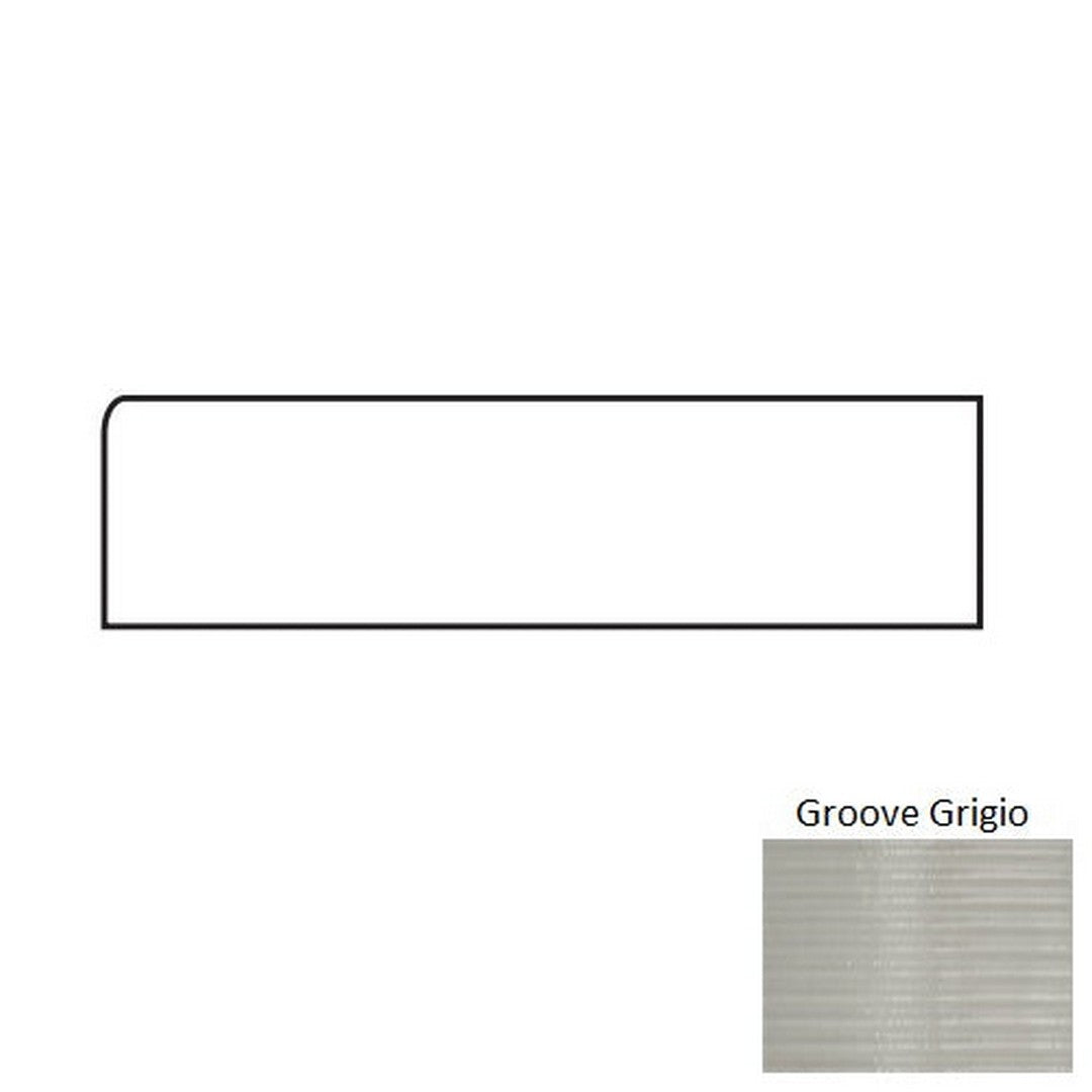 Tesoro 4" x 12" Glassalike Pressed Glossy Groove Porcelain Wall Bullnose