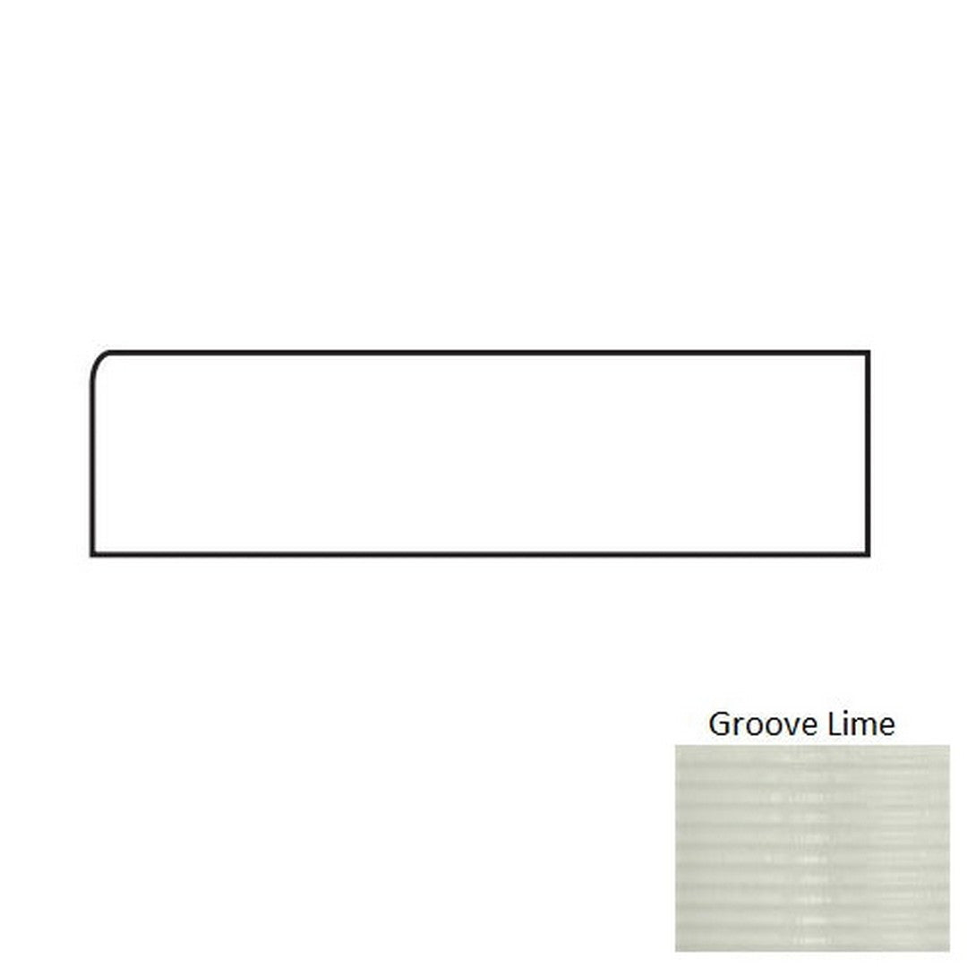 Tesoro 4" x 12" Glassalike Pressed Glossy Groove Porcelain Wall Bullnose