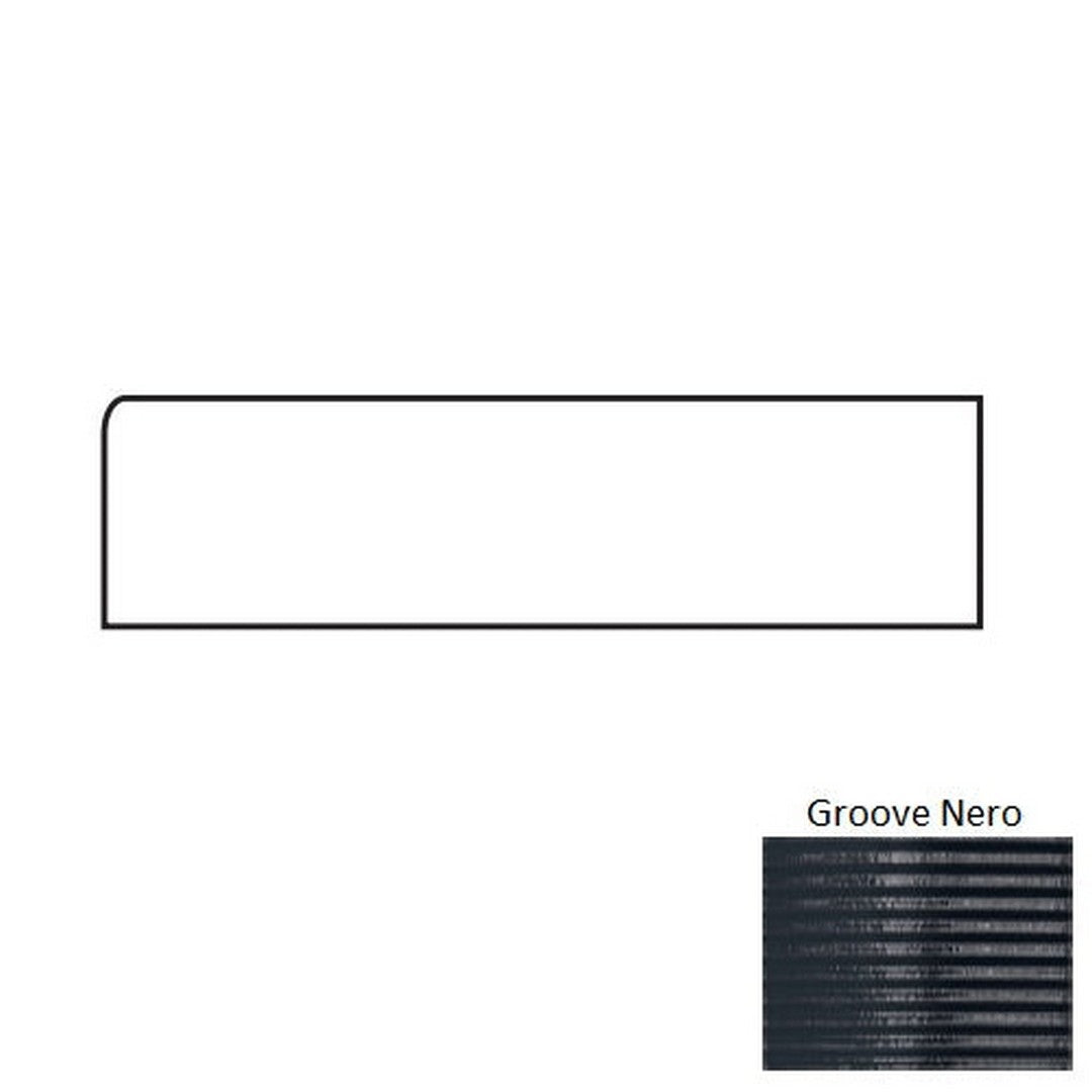 Tesoro 4" x 12" Glassalike Pressed Glossy Groove Porcelain Wall Bullnose
