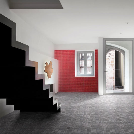 Bati-Orient-12-x-12-Linear-Glass-Glossy-0.875-Relief-Mosaic-Red