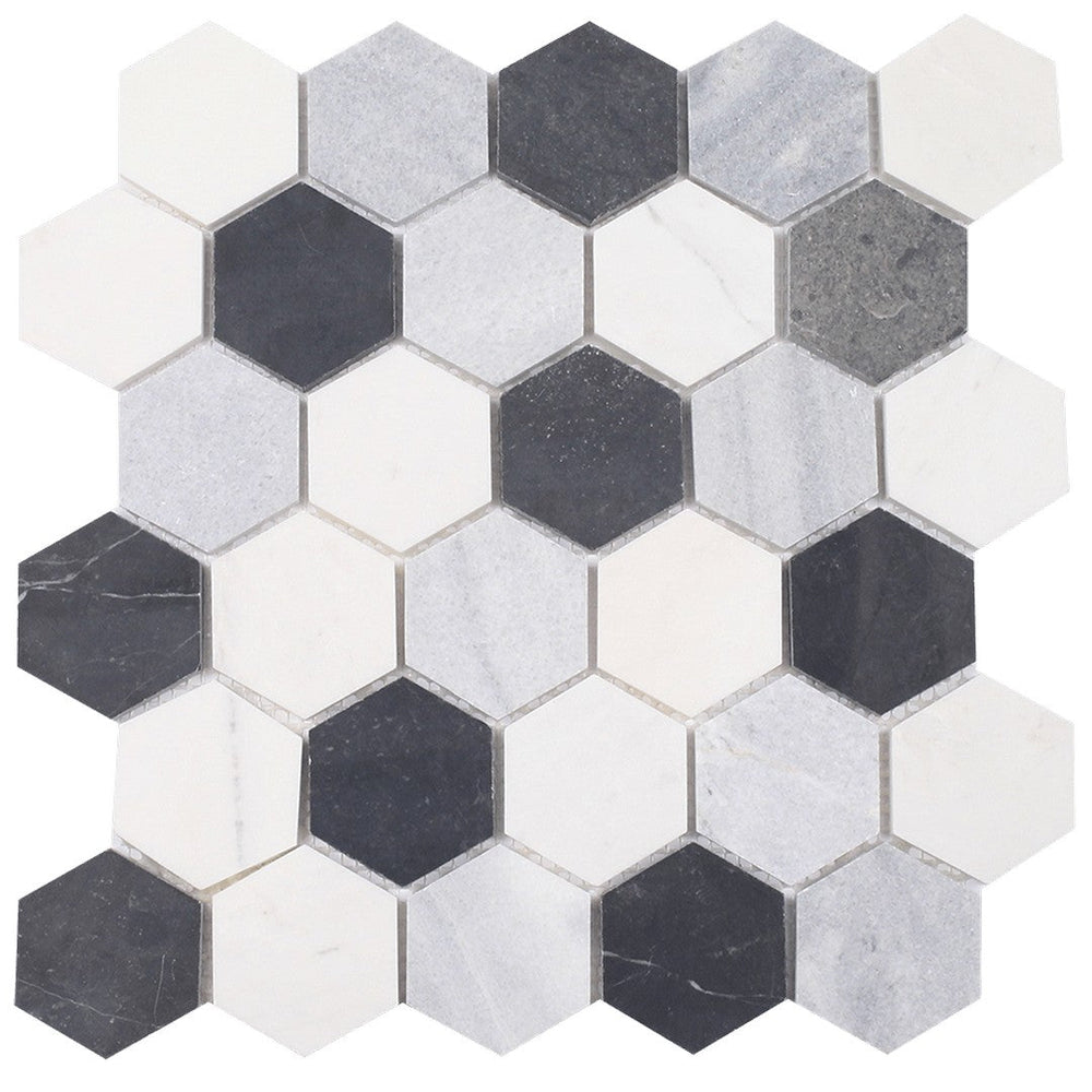Tesoro 11" x 11.25" Metropolitan Blends Honed Hexagon Natural Stone Mosaic