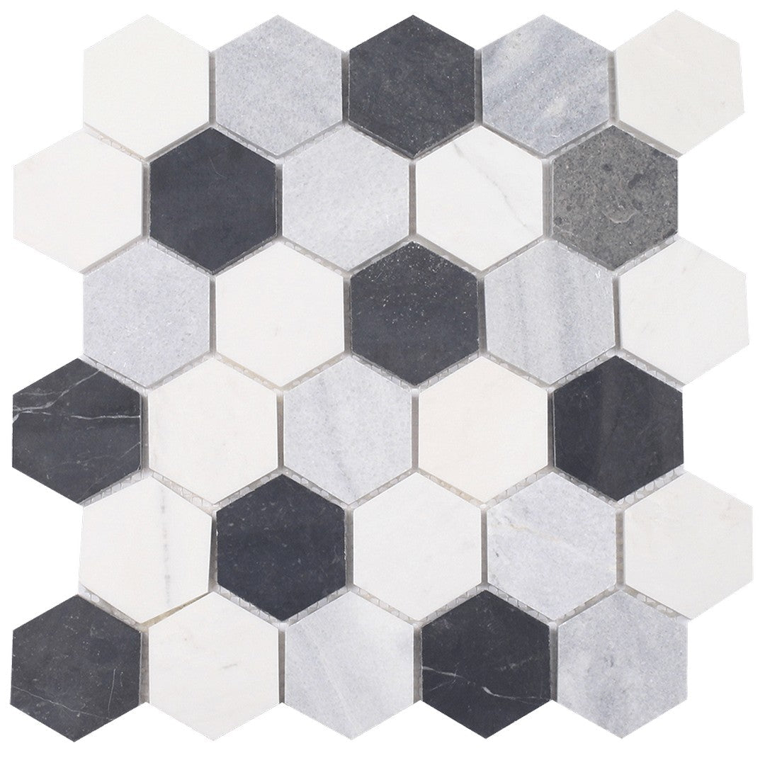Tesoro 11" x 11.25" Metropolitan Blends Honed Hexagon Natural Stone Mosaic