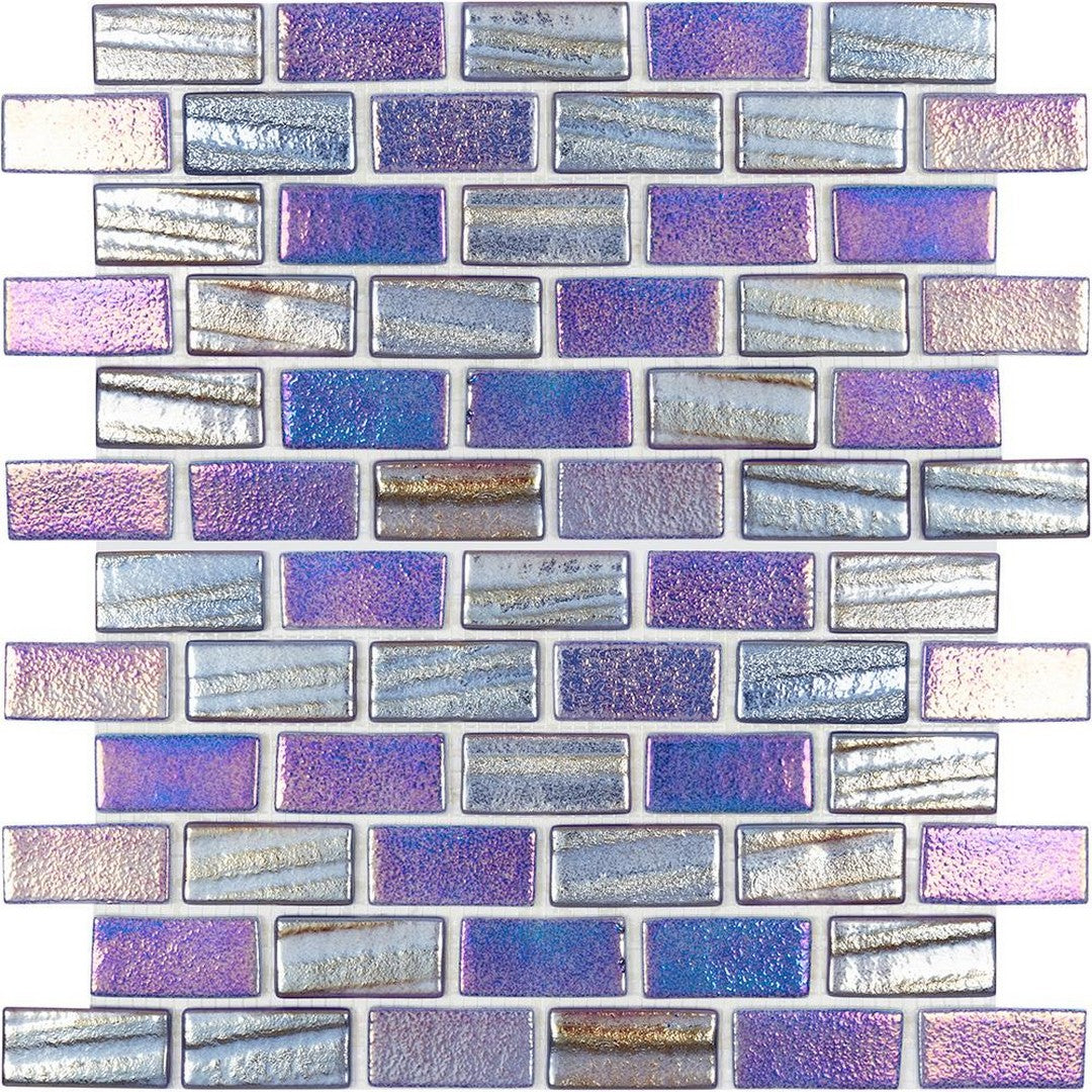 Tesoro 12" x 12" Aquatica Illusions Interlocking 1x2" Staggered Glass Mosaic