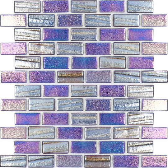 Tesoro 12" x 12" Aquatica Illusions Interlocking 1x2" Staggered Glass Mosaic