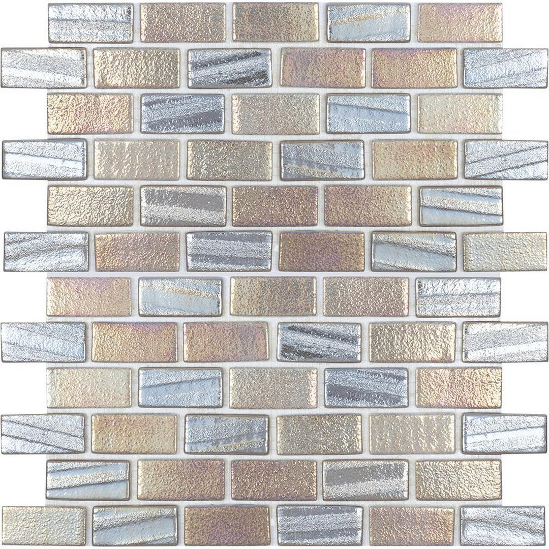Tesoro 12" x 12" Aquatica Illusions Interlocking 1x2" Staggered Glass Mosaic