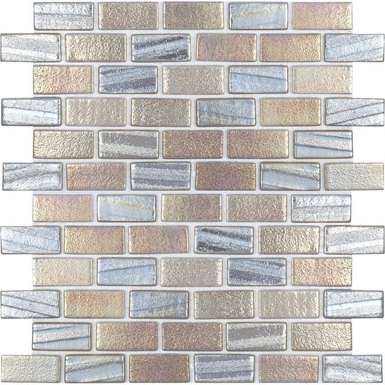 Tesoro 12" x 12" Aquatica Illusions Interlocking 1x2" Staggered Glass Mosaic