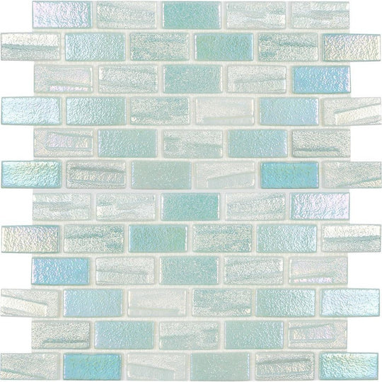 Tesoro 12" x 12" Aquatica Illusions Interlocking 1x2" Staggered Glass Mosaic