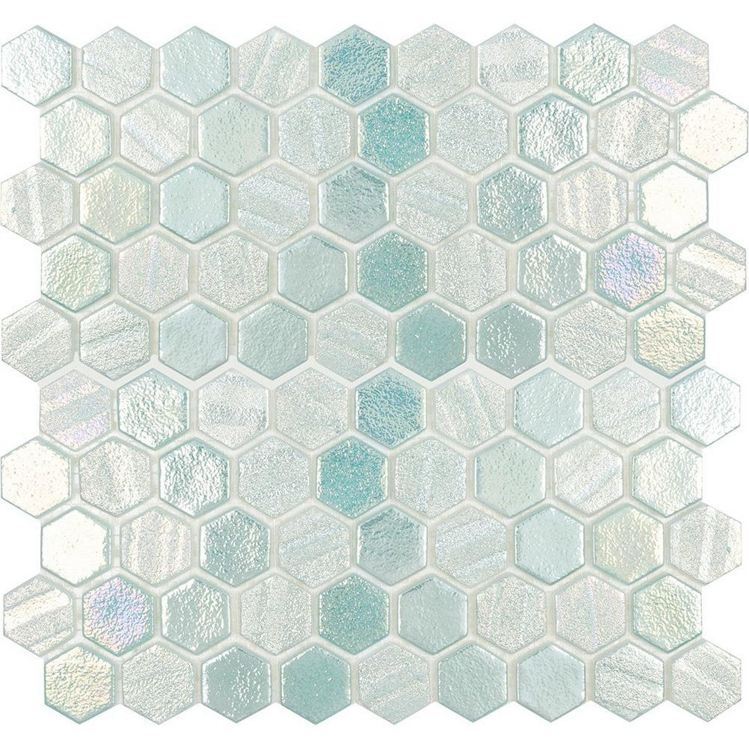 Tesoro 11.5" x 12.5" Aquatica Illusions Interlocking 1" Hexagon Glass Mosaic