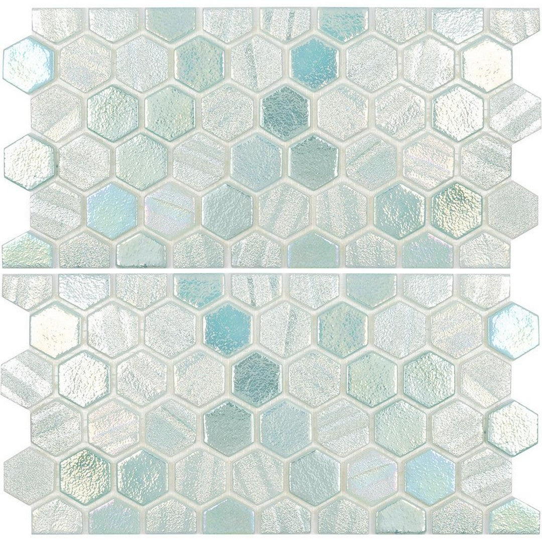 Tesoro 12" x 11.5" Aquatica Illusions Interlocking 1" Hex Waterline Glass Mosaic (6x12 Two Pcs)