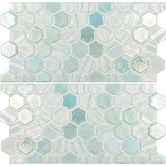 Tesoro 12" x 11.5" Aquatica Illusions Interlocking 1" Hex Waterline Glass Mosaic (6x12 Two Pcs)