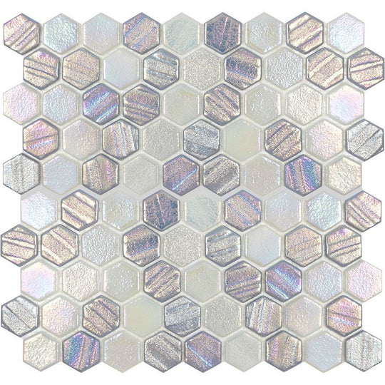 Tesoro 11.5" x 12.5" Aquatica Illusions Interlocking 1" Hexagon Glass Mosaic
