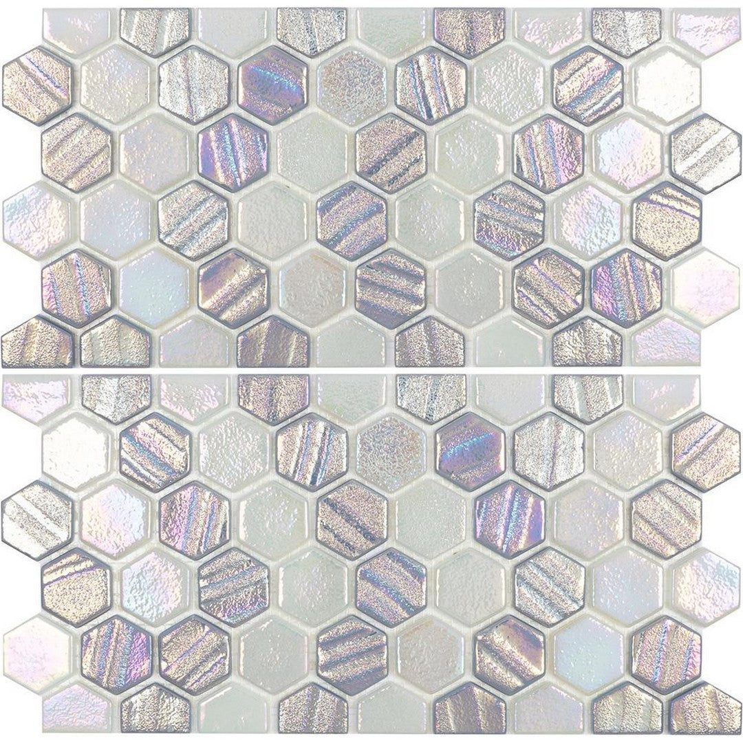 Tesoro 12" x 11.5" Aquatica Illusions Interlocking 1" Hex Waterline Glass Mosaic (6x12 Two Pcs)