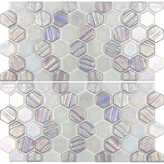 Tesoro 12" x 11.5" Aquatica Illusions Interlocking 1" Hex Waterline Glass Mosaic (6x12 Two Pcs)