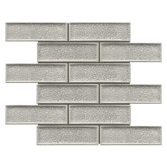 Maniscalco Venetian 11.5" x 11.7" Polished Porcelain Glass 2x6" Interlock Crackle Mosaic