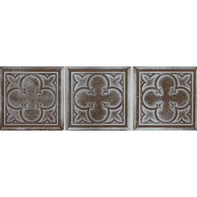 Daltile-Vintage-Metals-4-x-4-Satin-Metal-Clover-Deco-Wall-Tile-Whitewash-Classic-Bronze