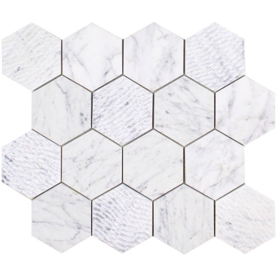 Tesoro 12.5" x 10.75" Venatino Goia Interlocking 3" Hexagon Natural Stone Mosaic