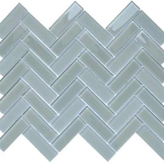 Emser Charisma 10" x 13" Gloss Frosted Glass Herringbone Mosaic