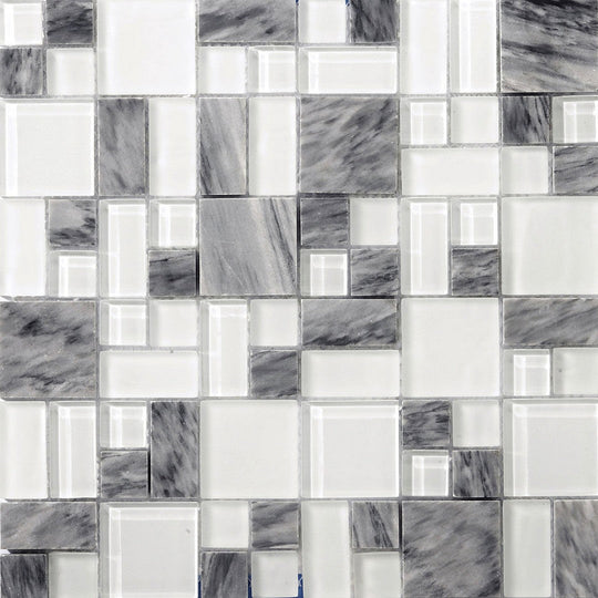 Emser Lucente 12" x 13" Gloss and Matte Stone and Glass Pattern Mosaic