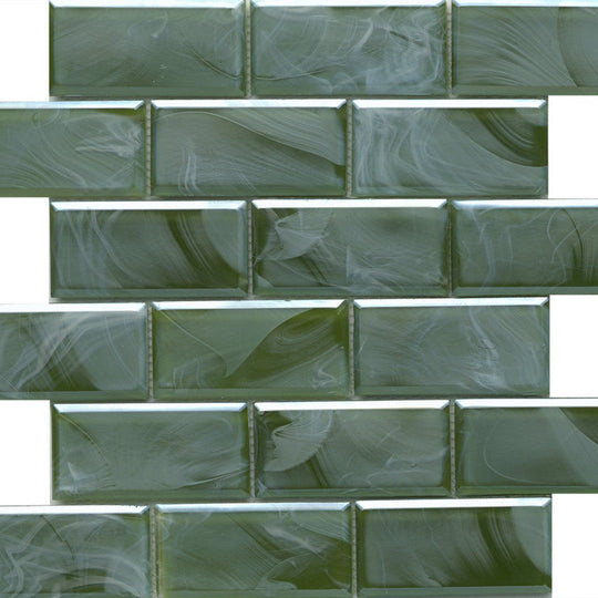 Emser Splash 12" x 12" Satin Glass Offset Beveled Mosaic