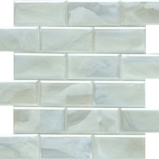 Emser Splash 12" x 12" Satin Glass Offset Beveled Mosaic