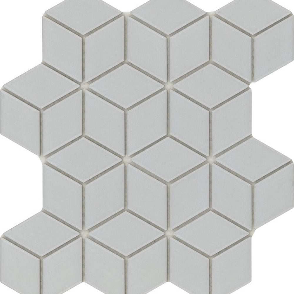 Emser Influence 10" x 12" Porcelain Gloss Cube Mosaic