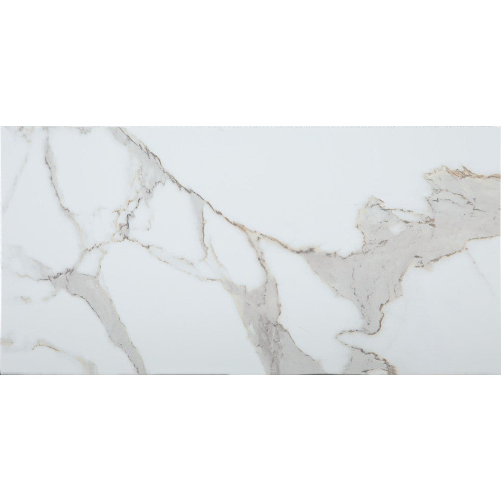 Tesoro 12" x 24" Carrara Ultra White Pressed Matte Porcelain Tile