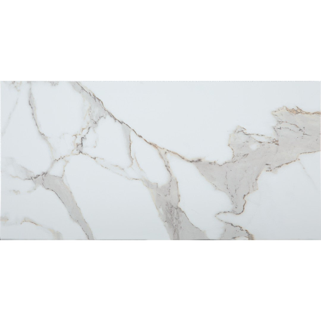 Tesoro 12" x 24" Carrara Ultra White Pressed Matte Porcelain Tile