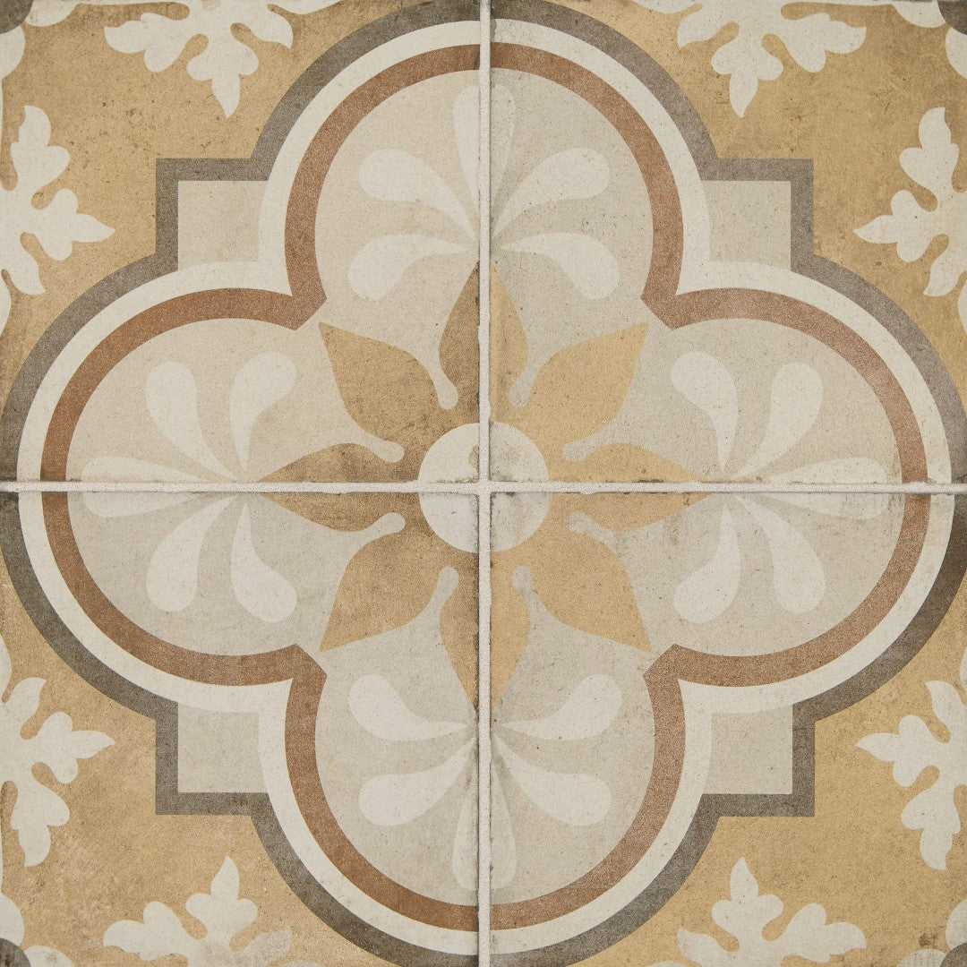 Daltile-Quartetto-8-x-8-Matte-Porcelain-Grande-Deco-Floor-Tile-Warm-Grande-Fiore