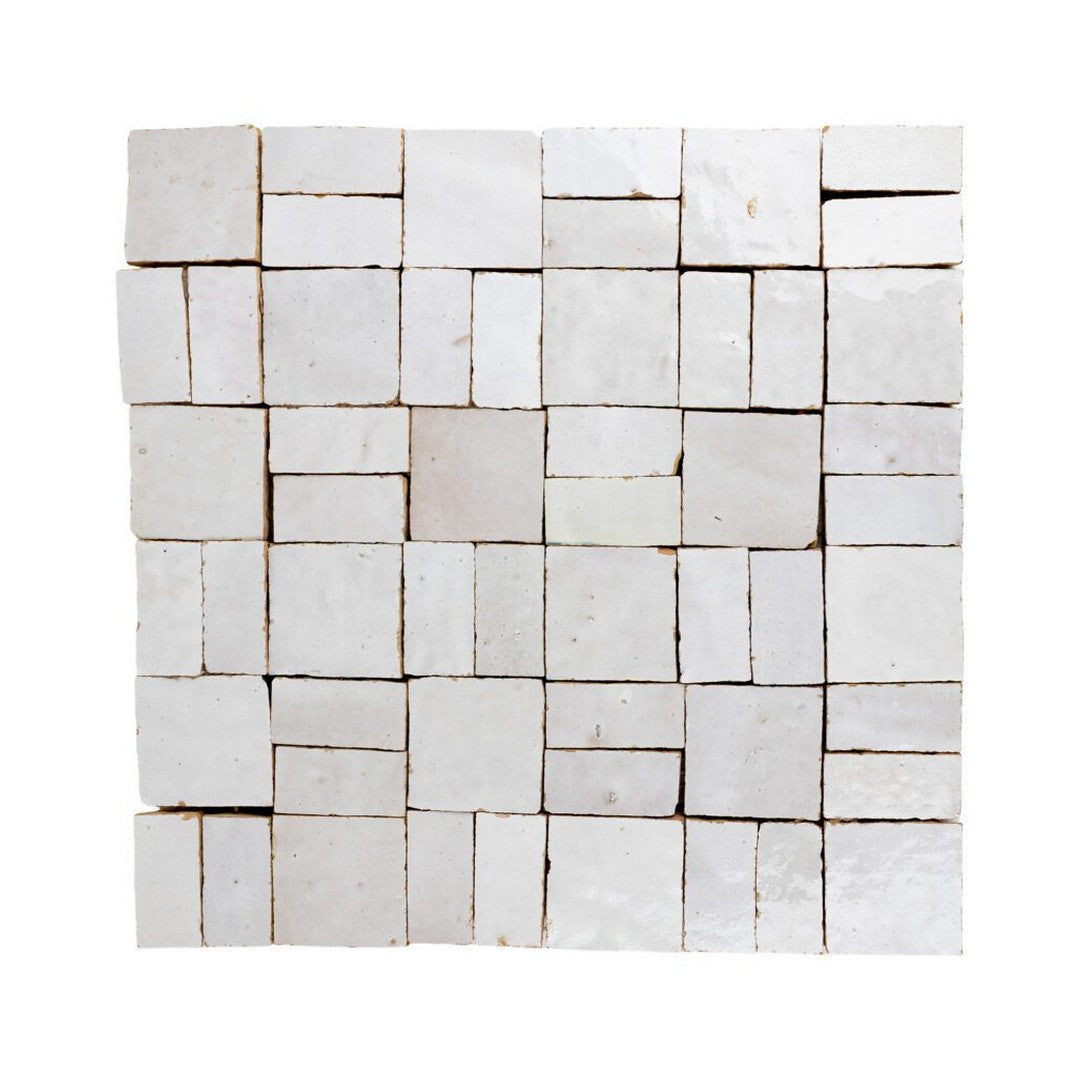 Lungarno 11.80" x 11.80" Zellige Bespoke Glossy Terracotta Cross Hatch Mosaic