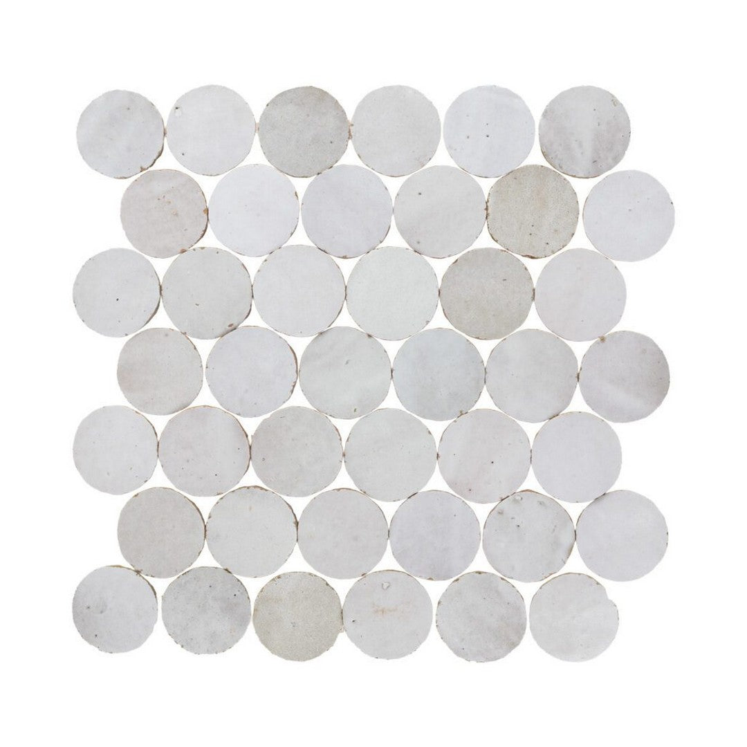 Lungarno 12.80" x 12.20" Zellige Bespoke Glossy Terracotta 2" Circles Mosaic