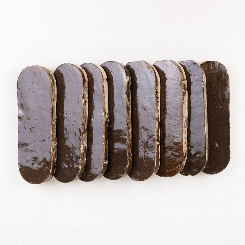 Lungarno-2-x-6-Zellige-Bespoke-Pressed-Glossy-Terracotta-Oval-Wall-Tile-Espresso-Noire