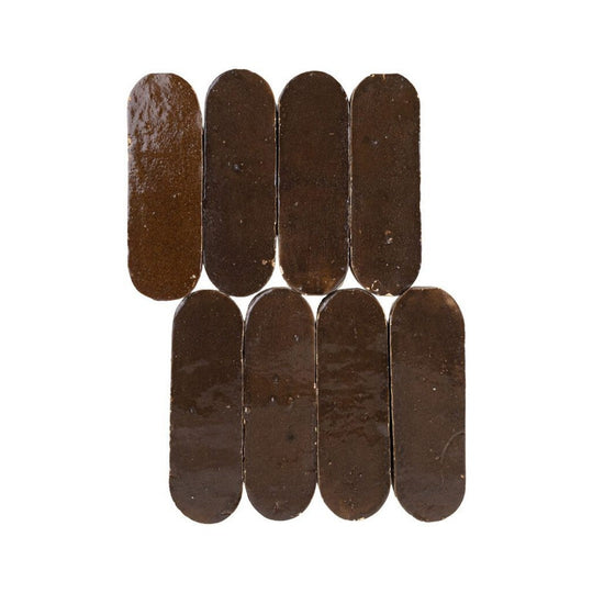 Lungarno 2" x 6" Zellige Bespoke Pressed Glossy Terracotta Oval Wall Tile