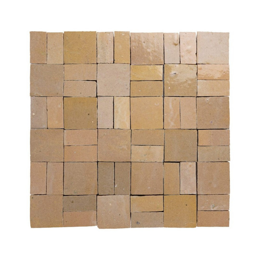 Lungarno 11.80" x 11.80" Zellige Bespoke Glossy Terracotta Cross Hatch Mosaic