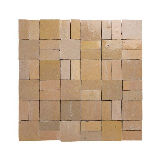 Lungarno 11.80" x 11.80" Zellige Bespoke Glossy Terracotta Cross Hatch Mosaic