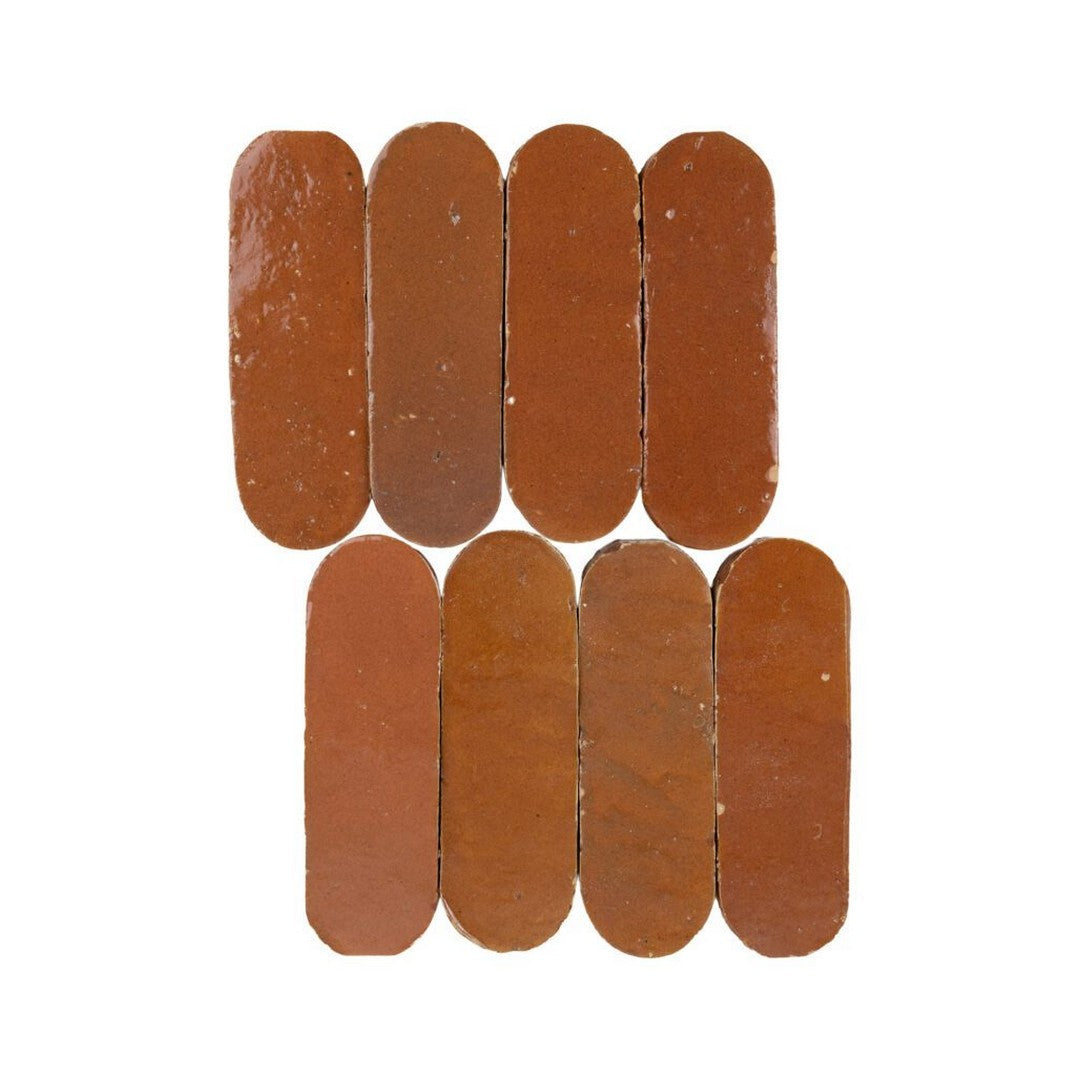 Lungarno 2" x 6" Zellige Bespoke Pressed Glossy Terracotta Oval Wall Tile