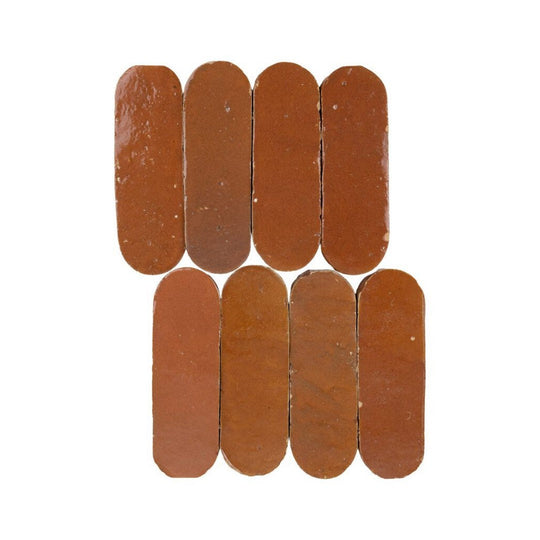 Lungarno 2" x 6" Zellige Bespoke Pressed Glossy Terracotta Oval Wall Tile