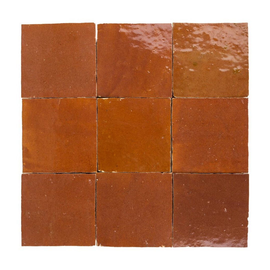 Lungarno 4" x 4" Zellige Bespoke Glossy Terracotta Wall Tile